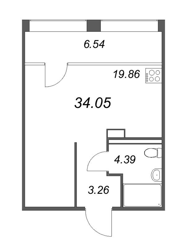 1-комнатная квартира  №422 в 17/33 Петровский остров: 35.5 м², этаж 7 - купить в Санкт-Петербурге
