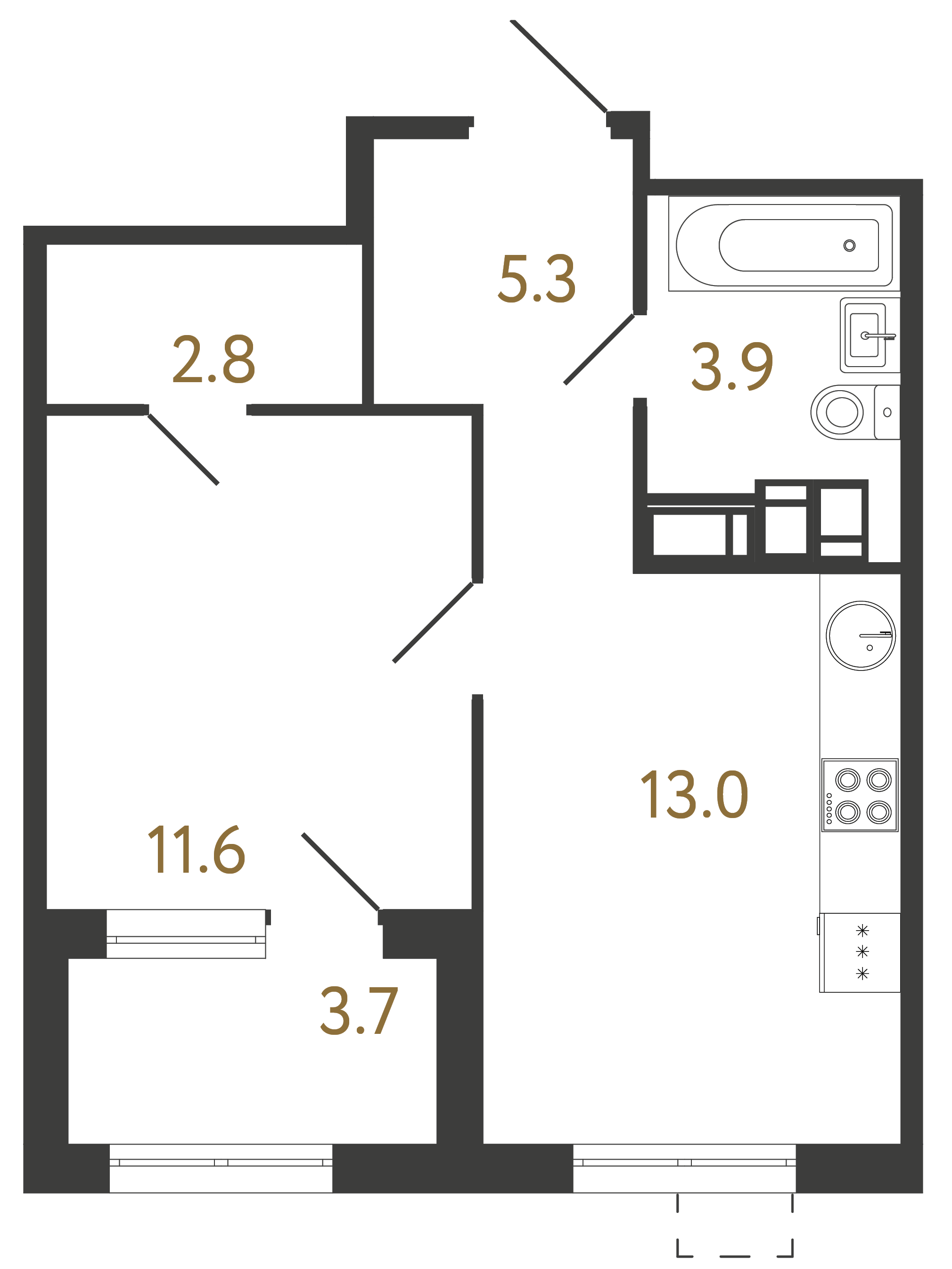 1-комнатная квартира, 36.6 м²; этаж: 15 - купить в Санкт-Петербурге