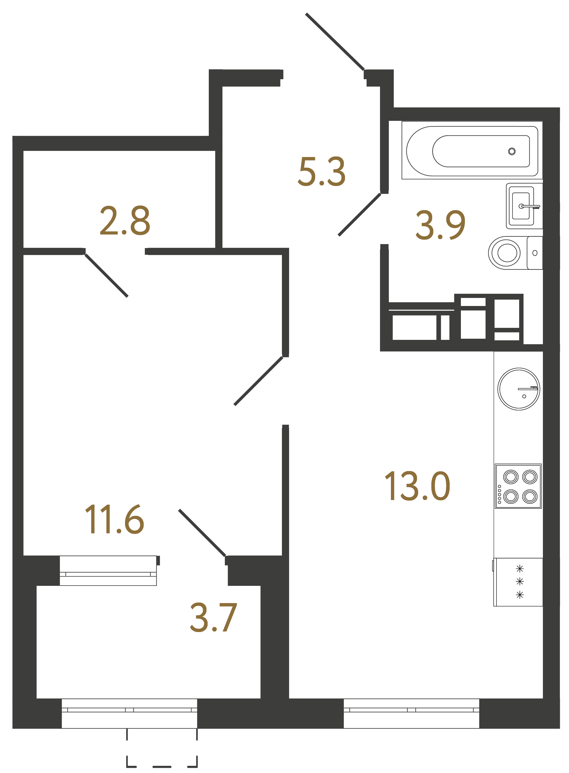 1-комнатная квартира, 36.6 м²; этаж: 8 - купить в Санкт-Петербурге