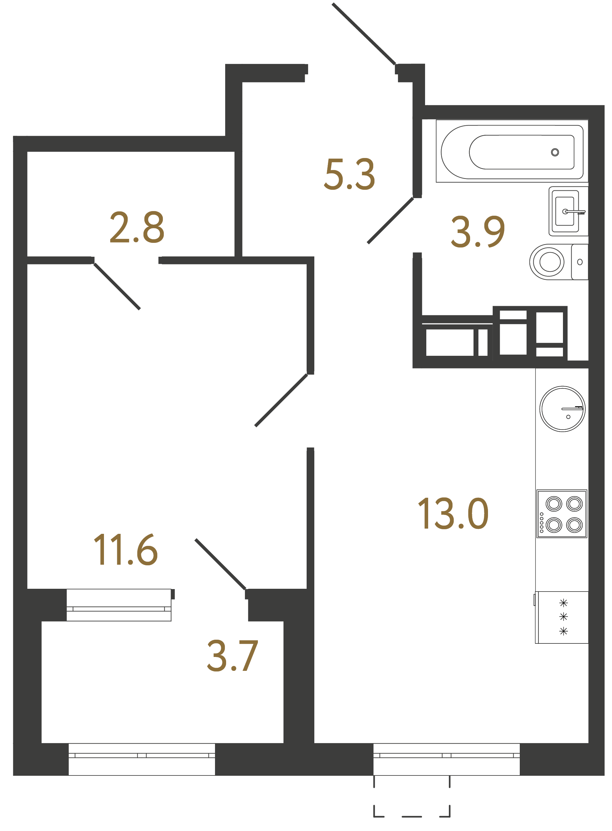 1-комнатная квартира, 36.6 м²; этаж: 5 - купить в Санкт-Петербурге