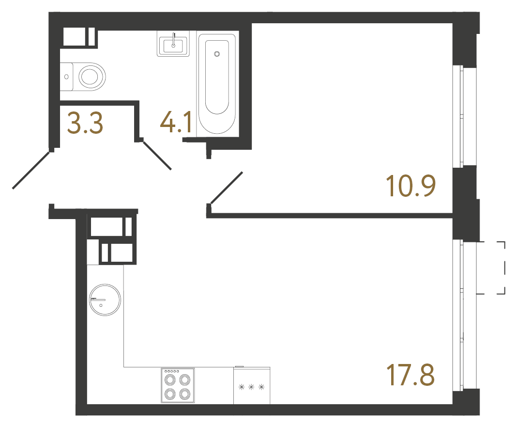 1-комнатная квартира, 36.1 м²; этаж: 9 - купить в Санкт-Петербурге
