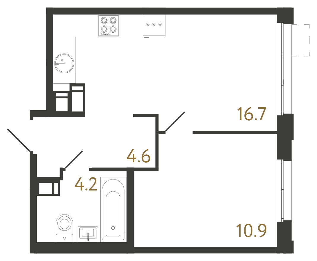 1-комнатная квартира  №1118 в Svetlana Park: 36.4 м², этаж 20 - купить в Санкт-Петербурге