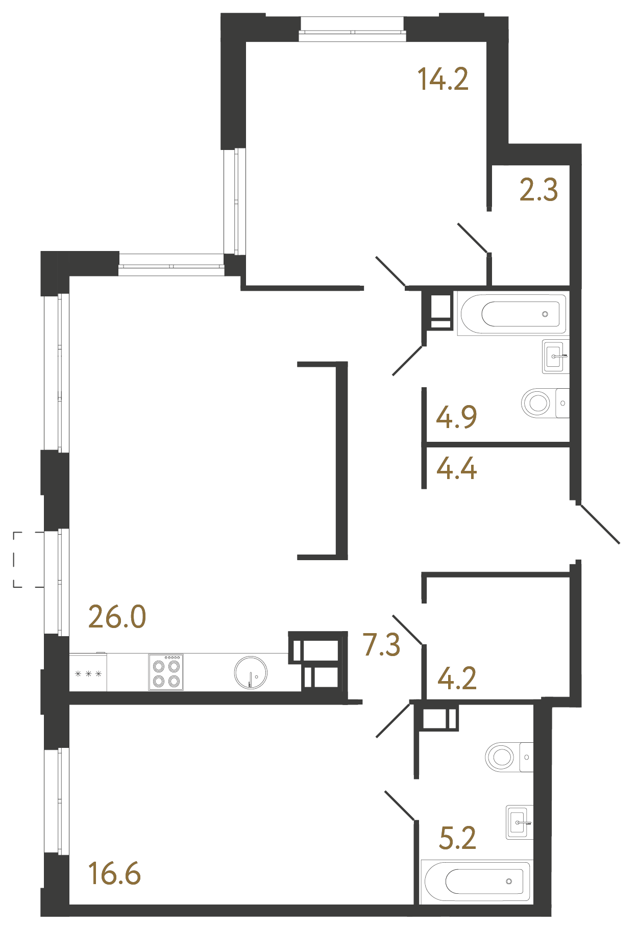 2-комнатная квартира, 85.1 м²; этаж: 23 - купить в Санкт-Петербурге