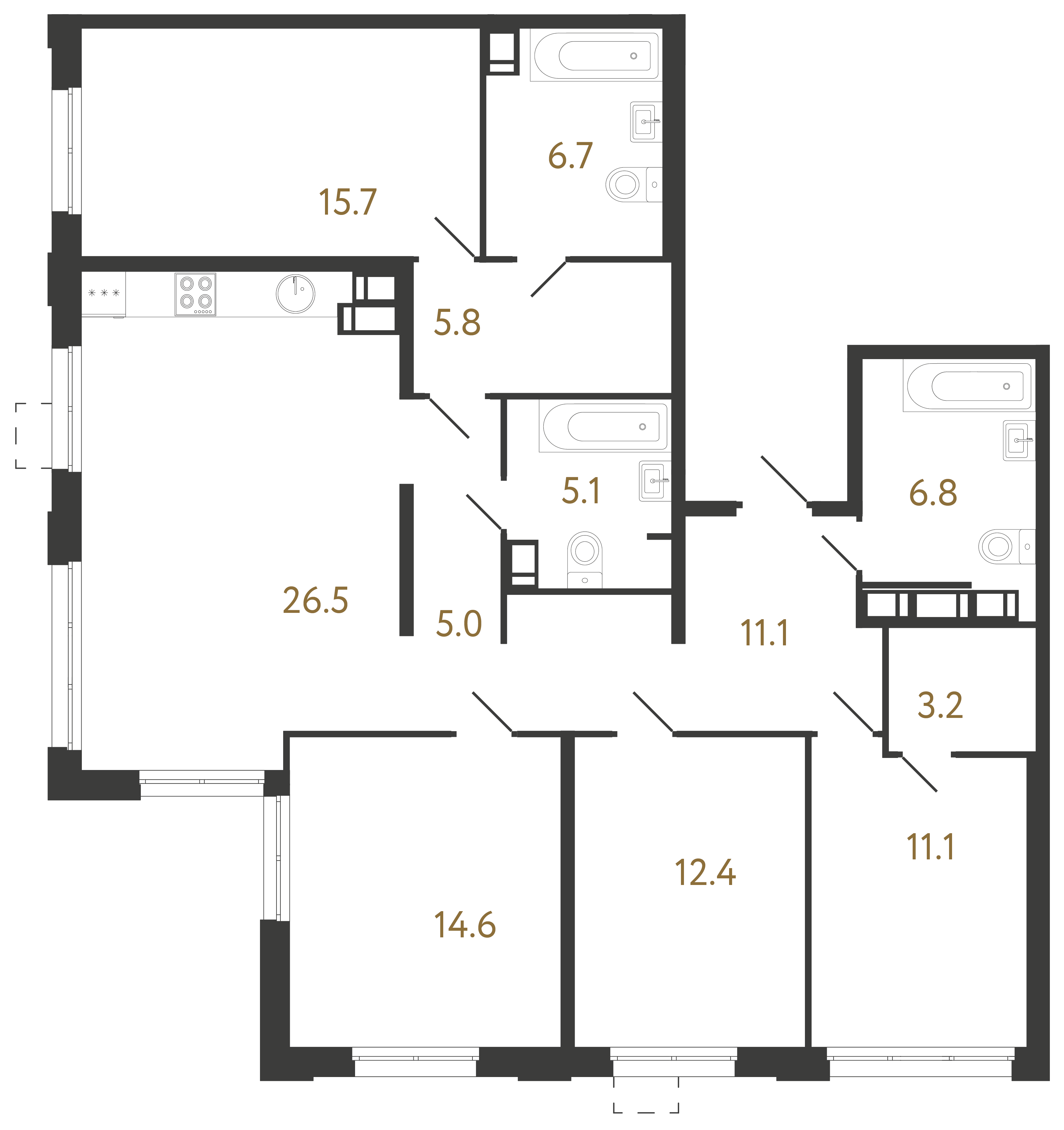 4-комнатная квартира, 124 м²; этаж: 23 - купить в Санкт-Петербурге