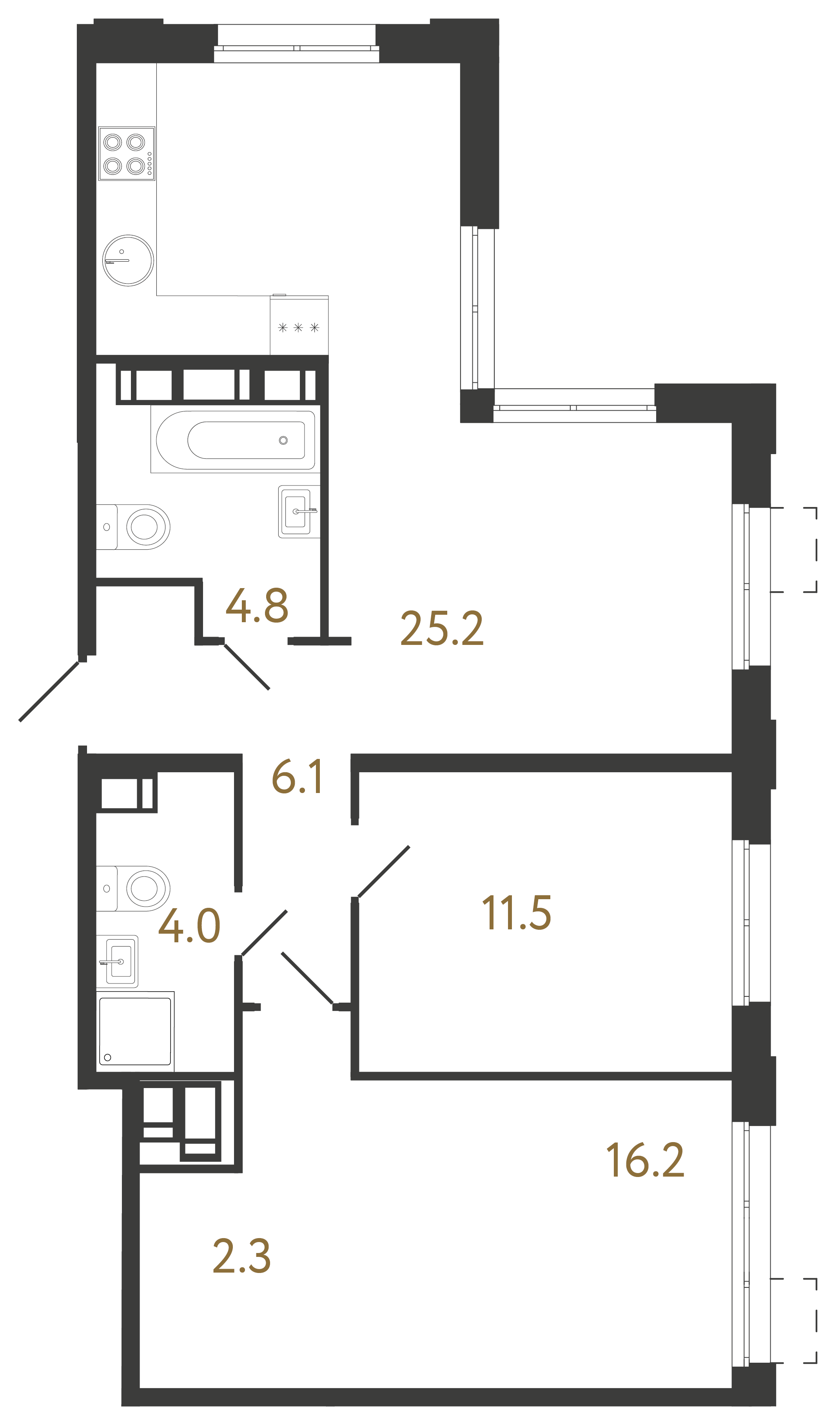 2-комнатная квартира, 70.1 м²; этаж: 23 - купить в Санкт-Петербурге