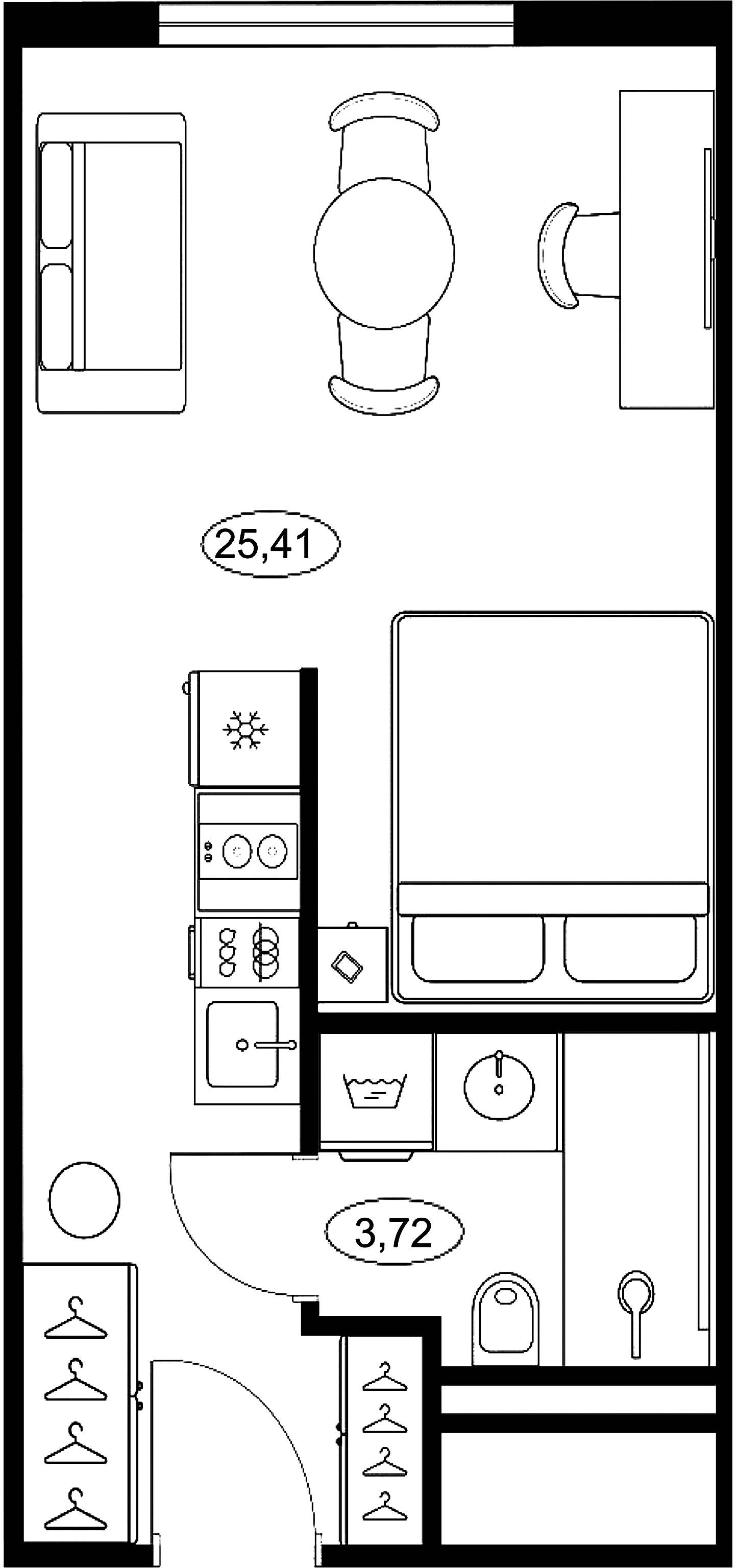 1-комнатная квартира  №13.26 в Saan: 29.13 м², этаж 13 - купить в Санкт-Петербурге