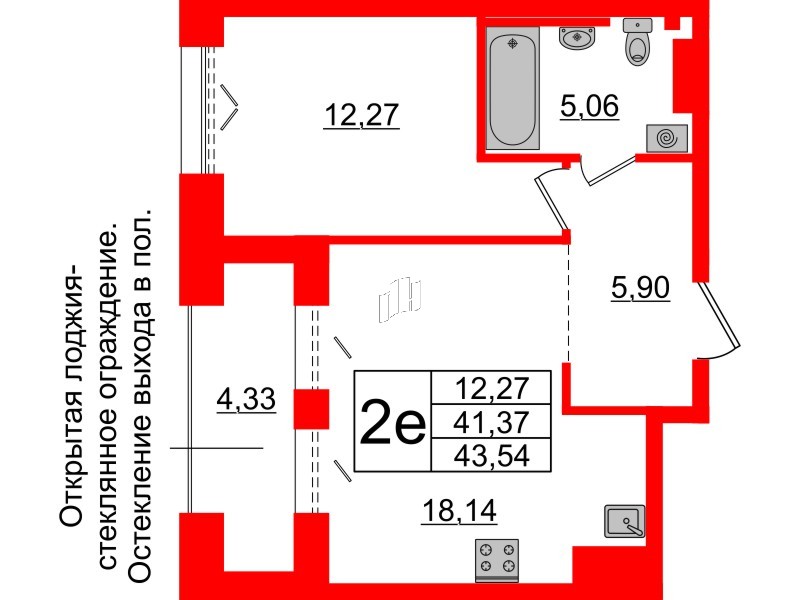 1-комнатная квартира  №524 в Imperial club: 41.37 м², этаж 7 - купить в Санкт-Петербурге