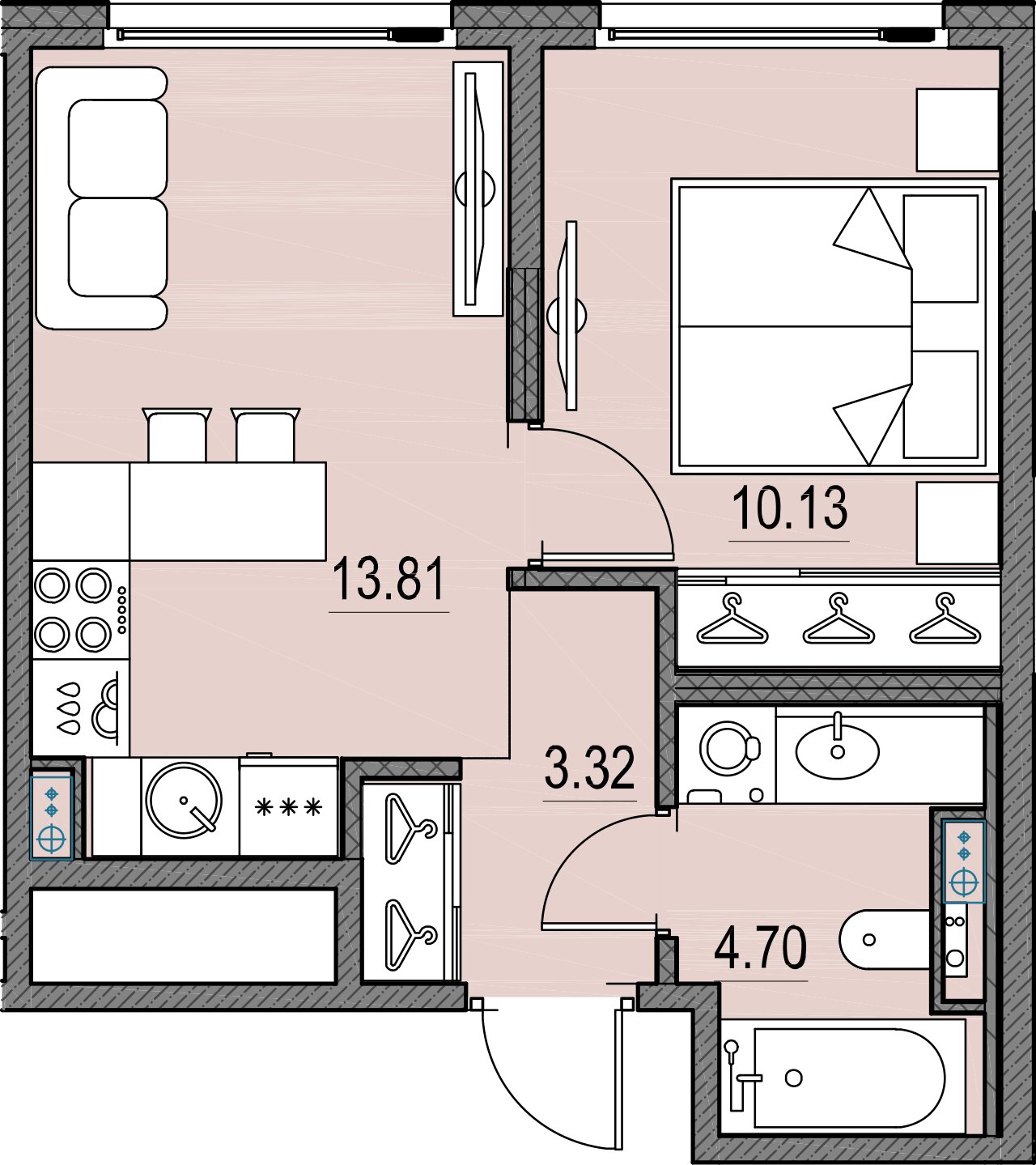 1-комнатная квартира  №266 в Legenda Новая Земля I: 32.11 м², этаж 9 - купить в Санкт-Петербурге