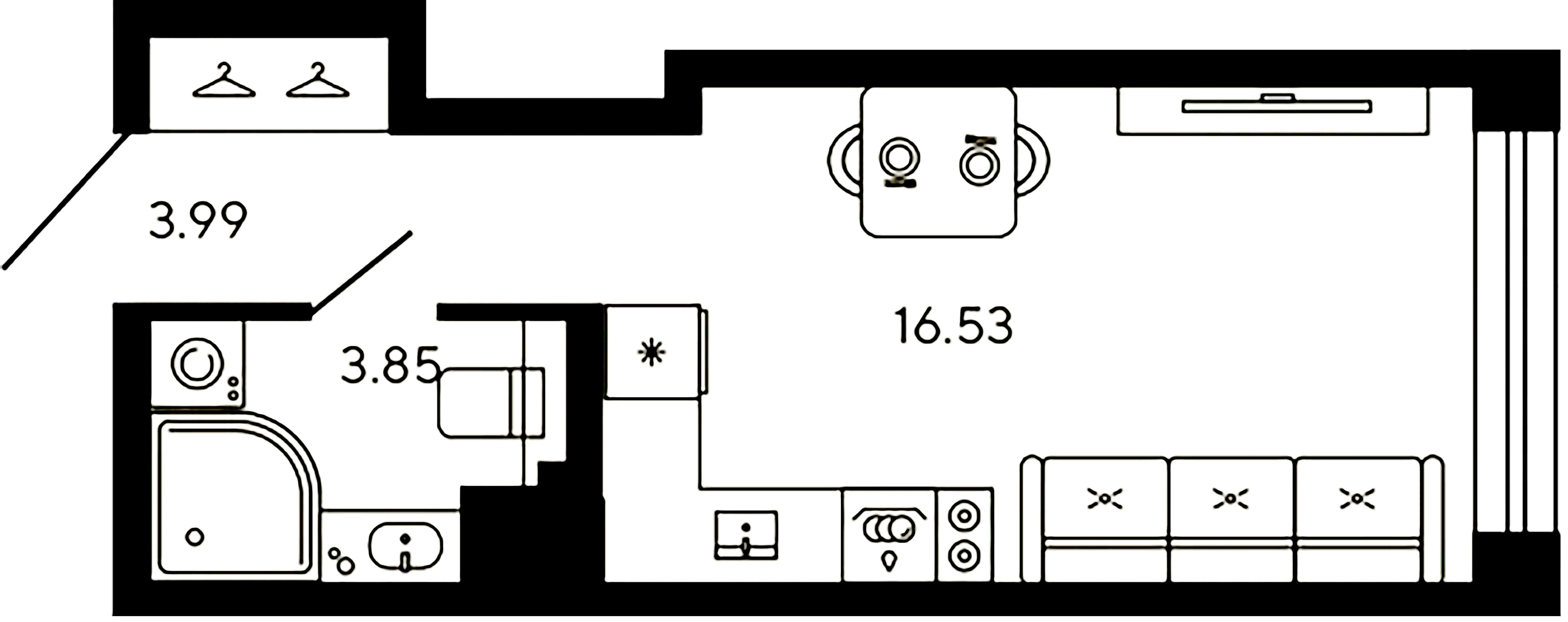1-комнатная квартира  №139 в Akzent: 24.37 м², этаж 18 - купить в Санкт-Петербурге