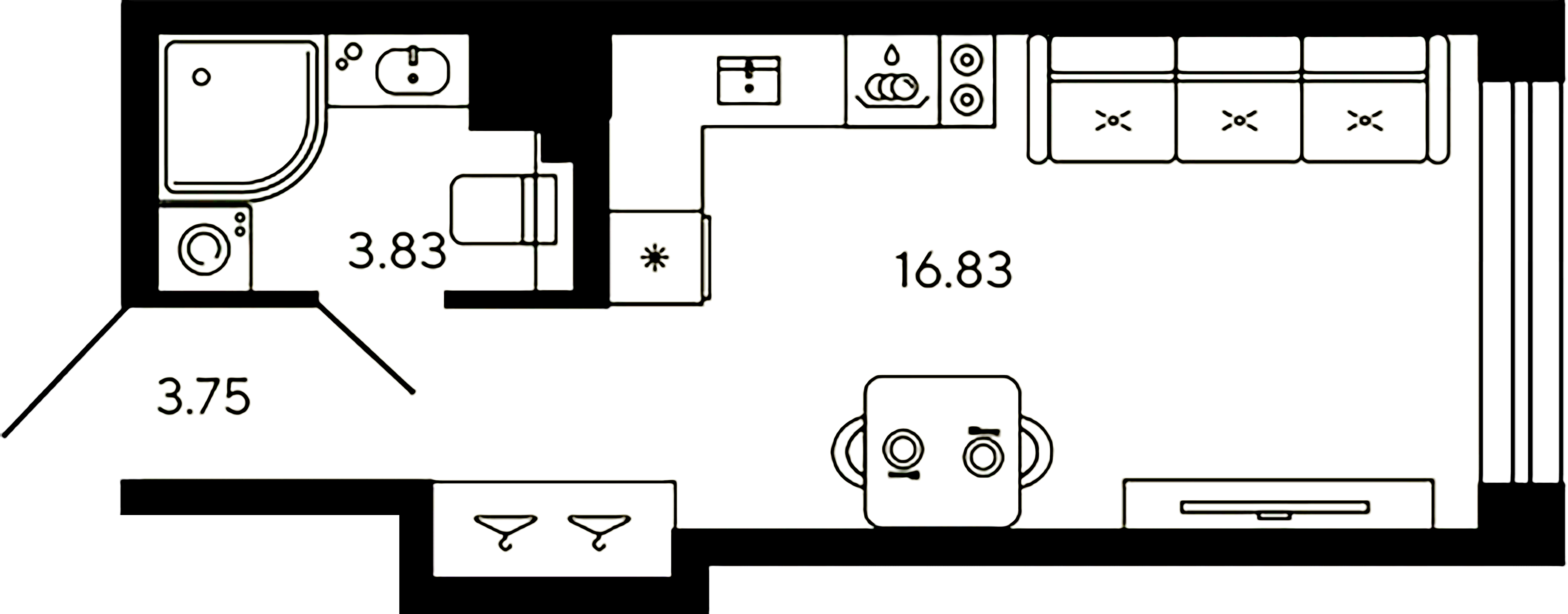 1-комнатная квартира  №129 в Akzent: 24.41 м², этаж 17 - купить в Санкт-Петербурге