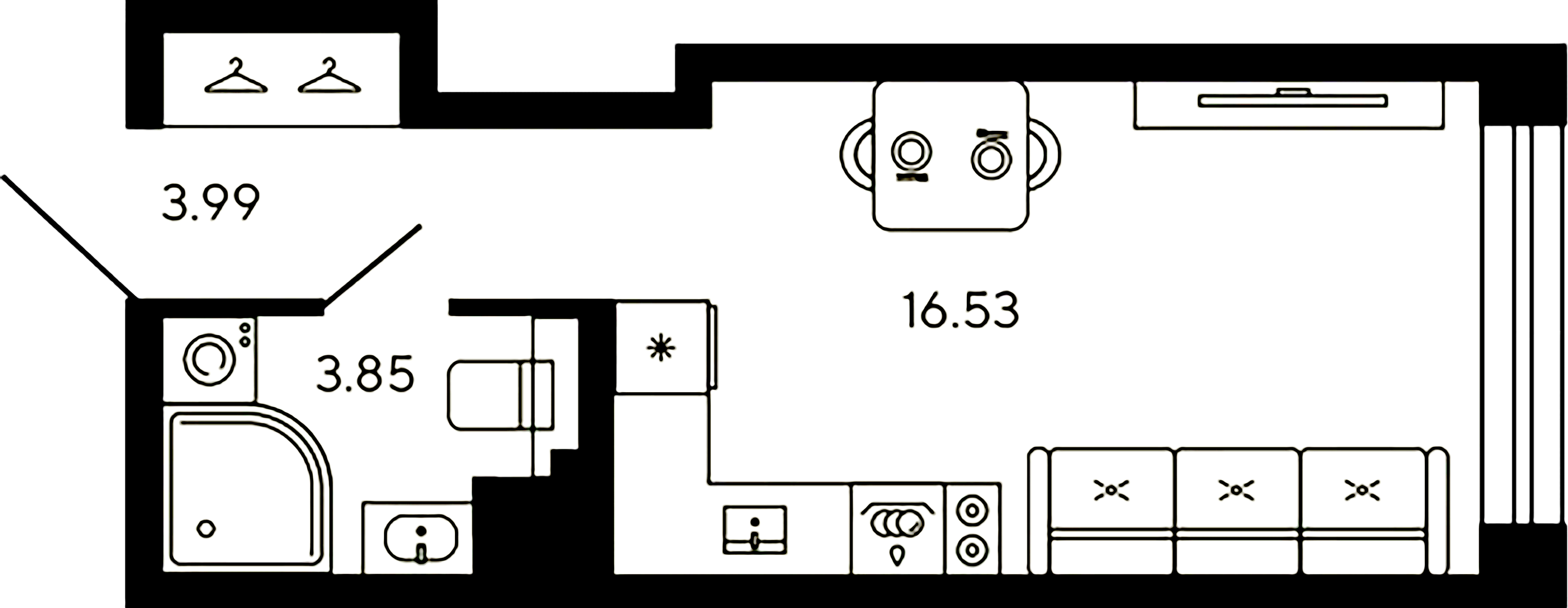 1-комнатная квартира  №87 в Akzent: 24.37 м², этаж 12 - купить в Санкт-Петербурге