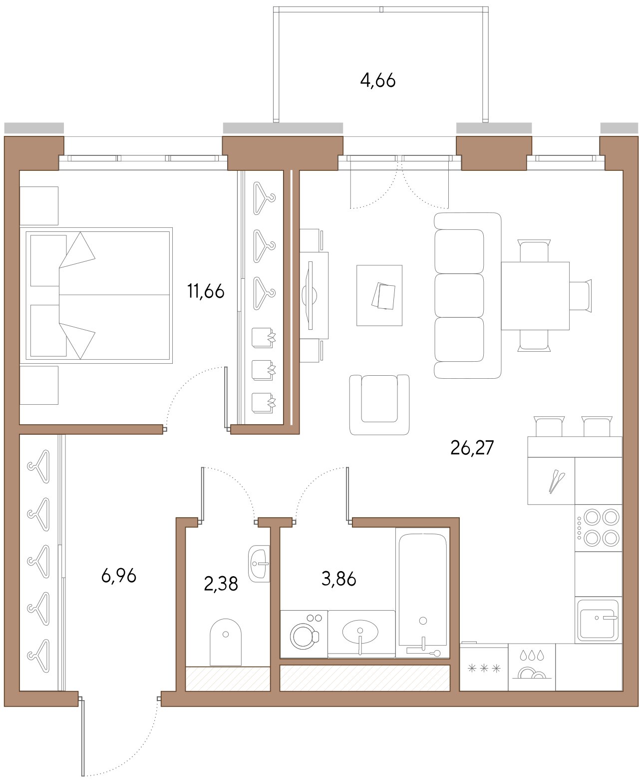 1-комнатная квартира  №142 в Черная речка, 41: 51.5 м², этаж 7 - купить в Санкт-Петербурге