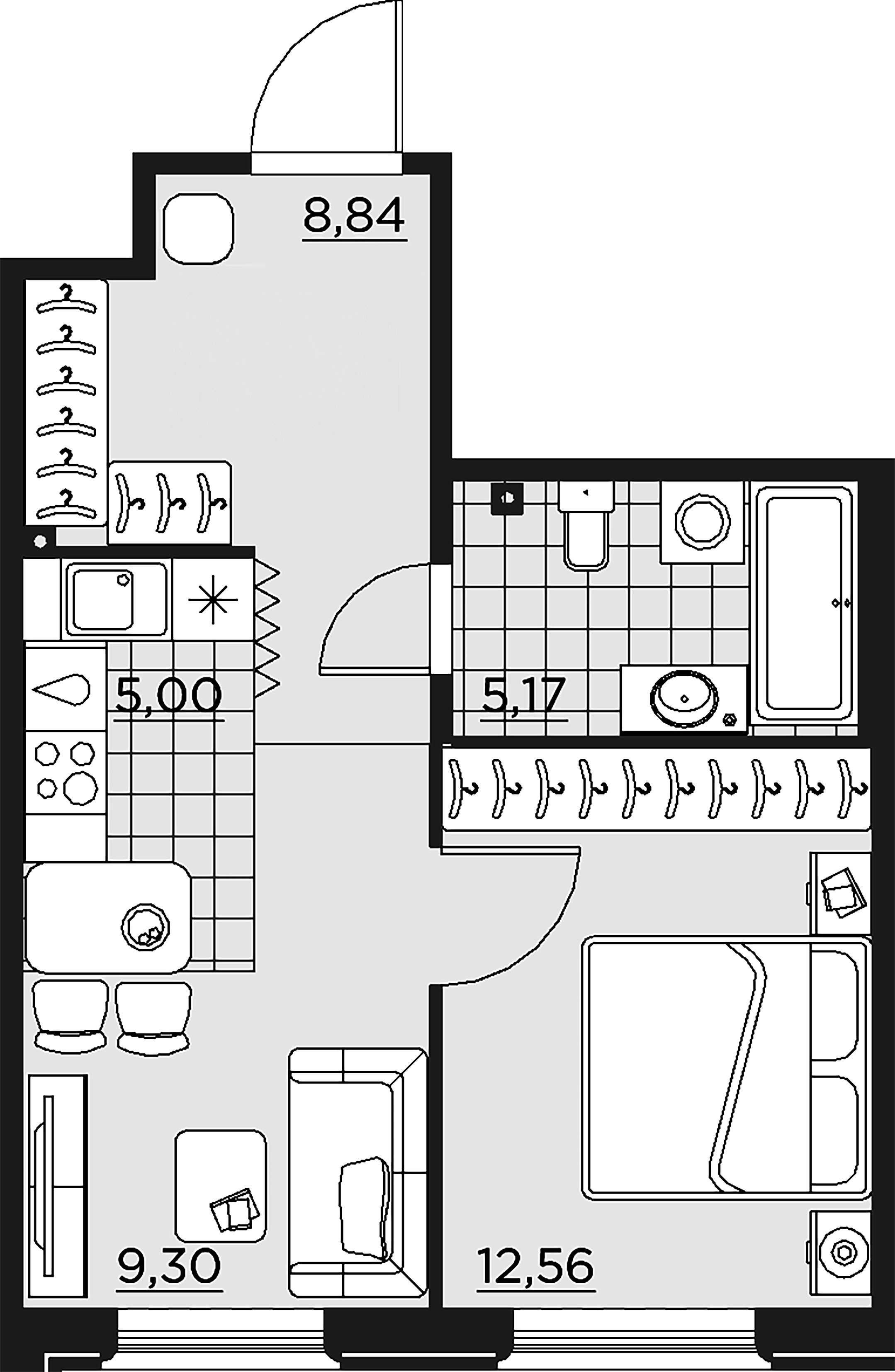 1-комнатная квартира  №80 в Alter: 40.9 м², этаж 3 - купить в Санкт-Петербурге