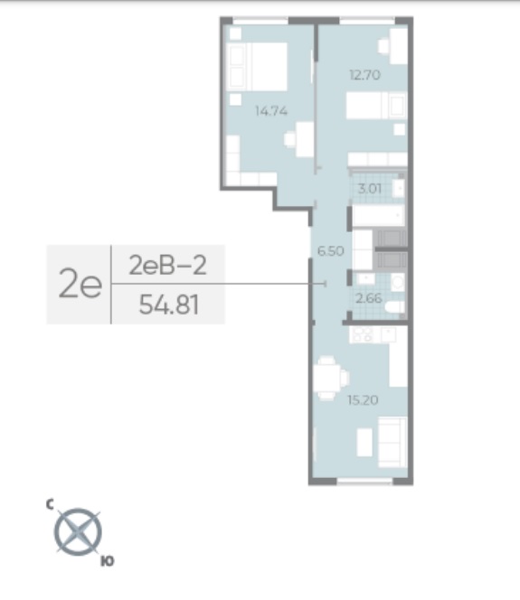 1-комнатная квартира  №189 в Морская набережная II очередь: 56.4 м², этаж 11 - купить в Санкт-Петербурге