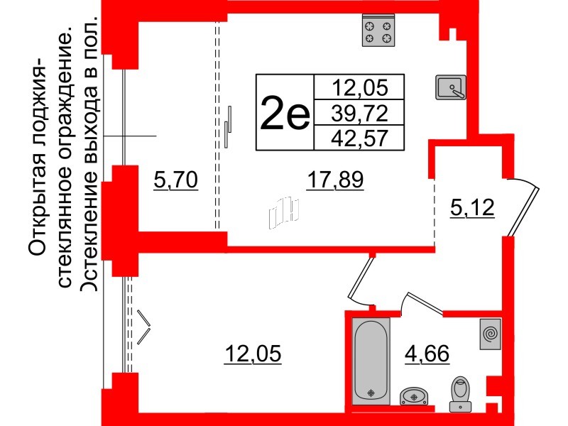 1-комнатная квартира  №603 в Imperial club: 39.72 м², этаж 4 - купить в Санкт-Петербурге