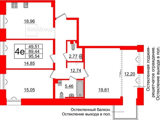 3-комнатная квартира  №479 в Imperial club: 89.44 м², этаж 2 - купить в Санкт-Петербурге