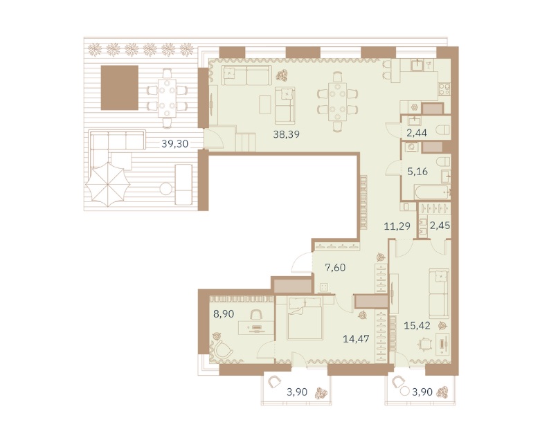 2-комнатная квартира  №20 в Talento: 118.05 м², этаж 7 - купить в Санкт-Петербурге