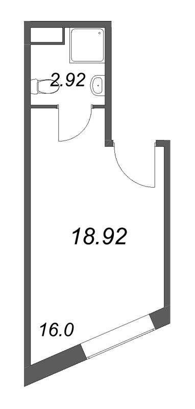 1-комнатная квартира  №413 в Лиговский, 127: 18.92 м², этаж 4 - купить в Санкт-Петербурге