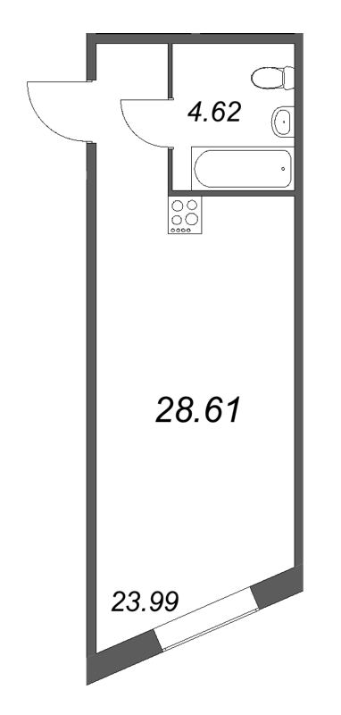 1-комнатная квартира  №221 в Лиговский, 127: 28.61 м², этаж 2 - купить в Санкт-Петербурге