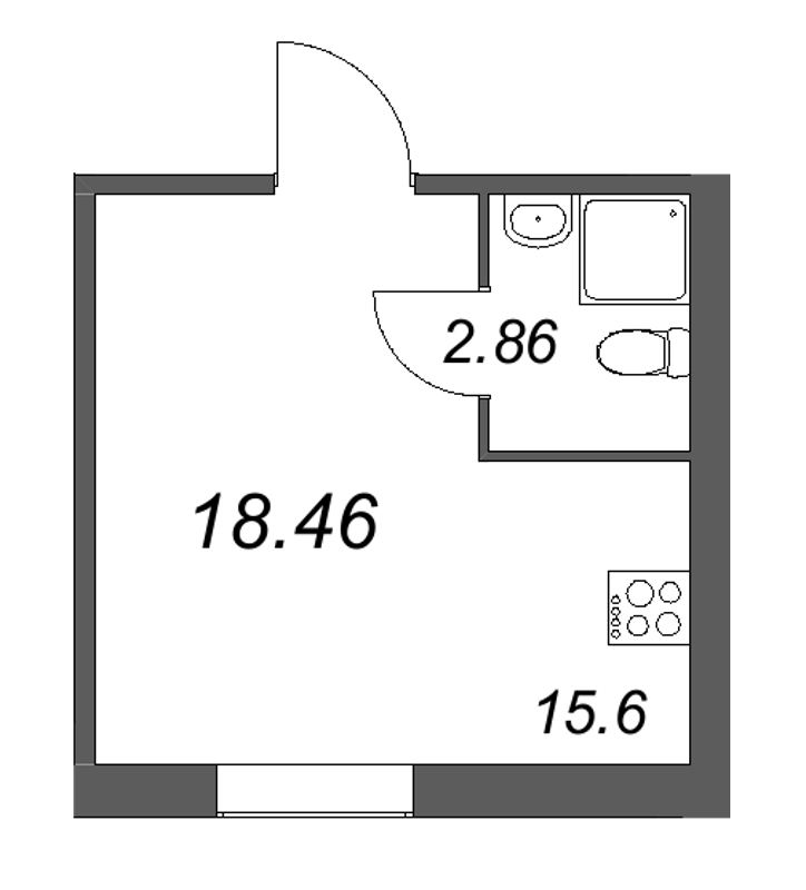 1-комнатная квартира  №109 в Лиговский, 127: 18.46 м², этаж 1 - купить в Санкт-Петербурге