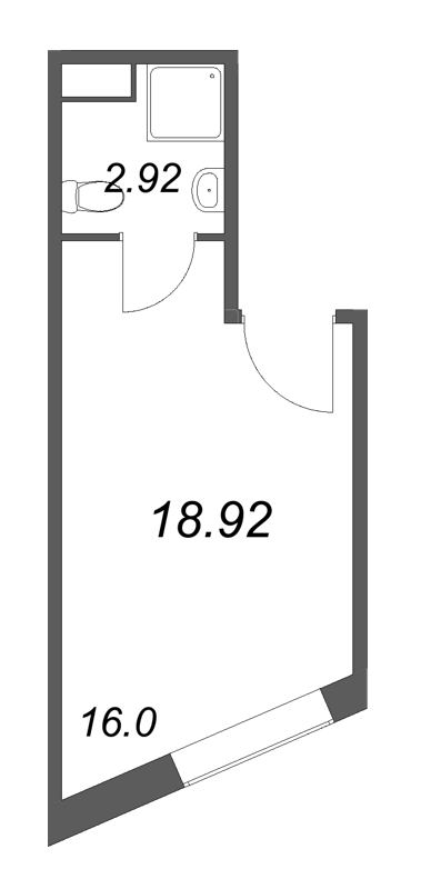 1-комнатная квартира  №613 в Лиговский, 127: 18.92 м², этаж 6 - купить в Санкт-Петербурге