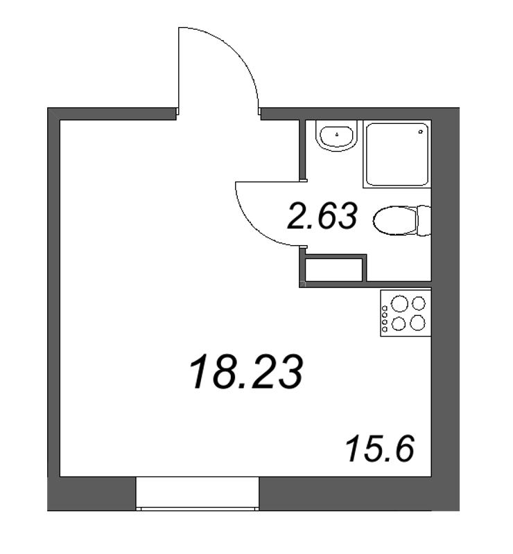 1-комнатная квартира  №324 в Лиговский, 127: 18.23 м², этаж 3 - купить в Санкт-Петербурге