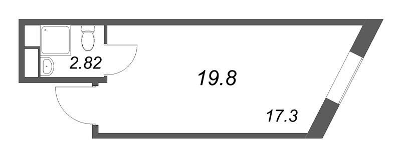 1-комнатная квартира  №511 в Лиговский, 127: 19.8 м², этаж 5 - купить в Санкт-Петербурге