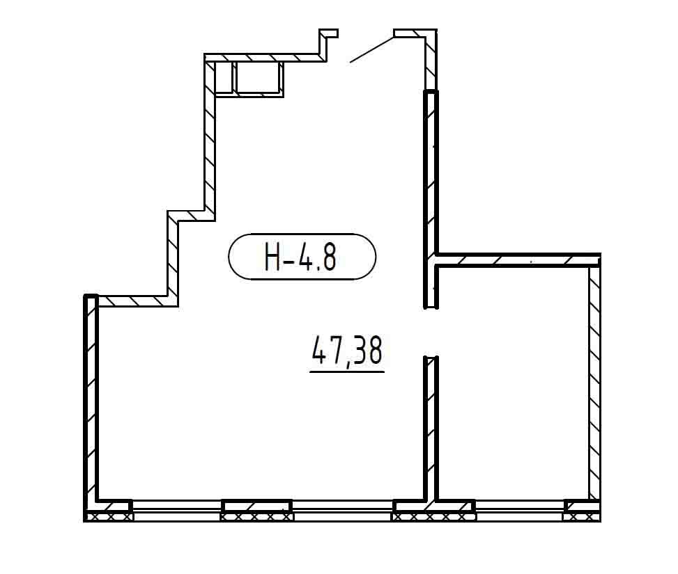 2-комнатная квартира  №12.8 в Saan: 46.13 м², этаж 12 - купить в Санкт-Петербурге