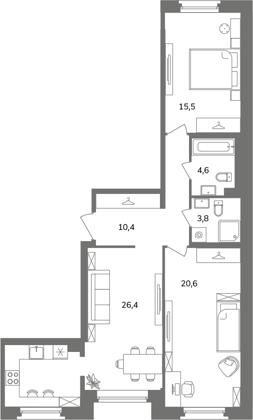 2-комнатная квартира  №Б2/2-3 в Антверпен: 81.3 м², этаж 2 - купить в Санкт-Петербурге