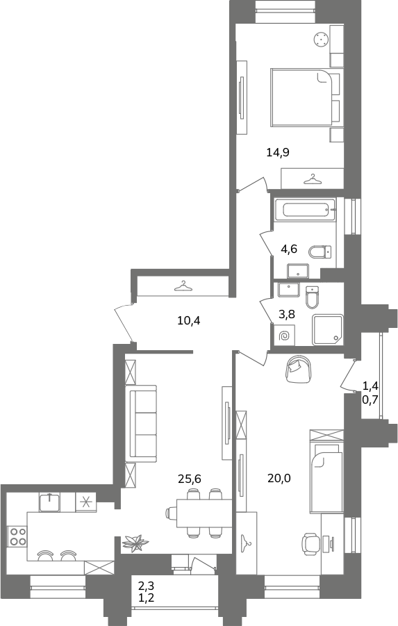 2-комнатная квартира  №Б5/2-8 в Антверпен: 81.2 м², этаж 5 - купить в Санкт-Петербурге