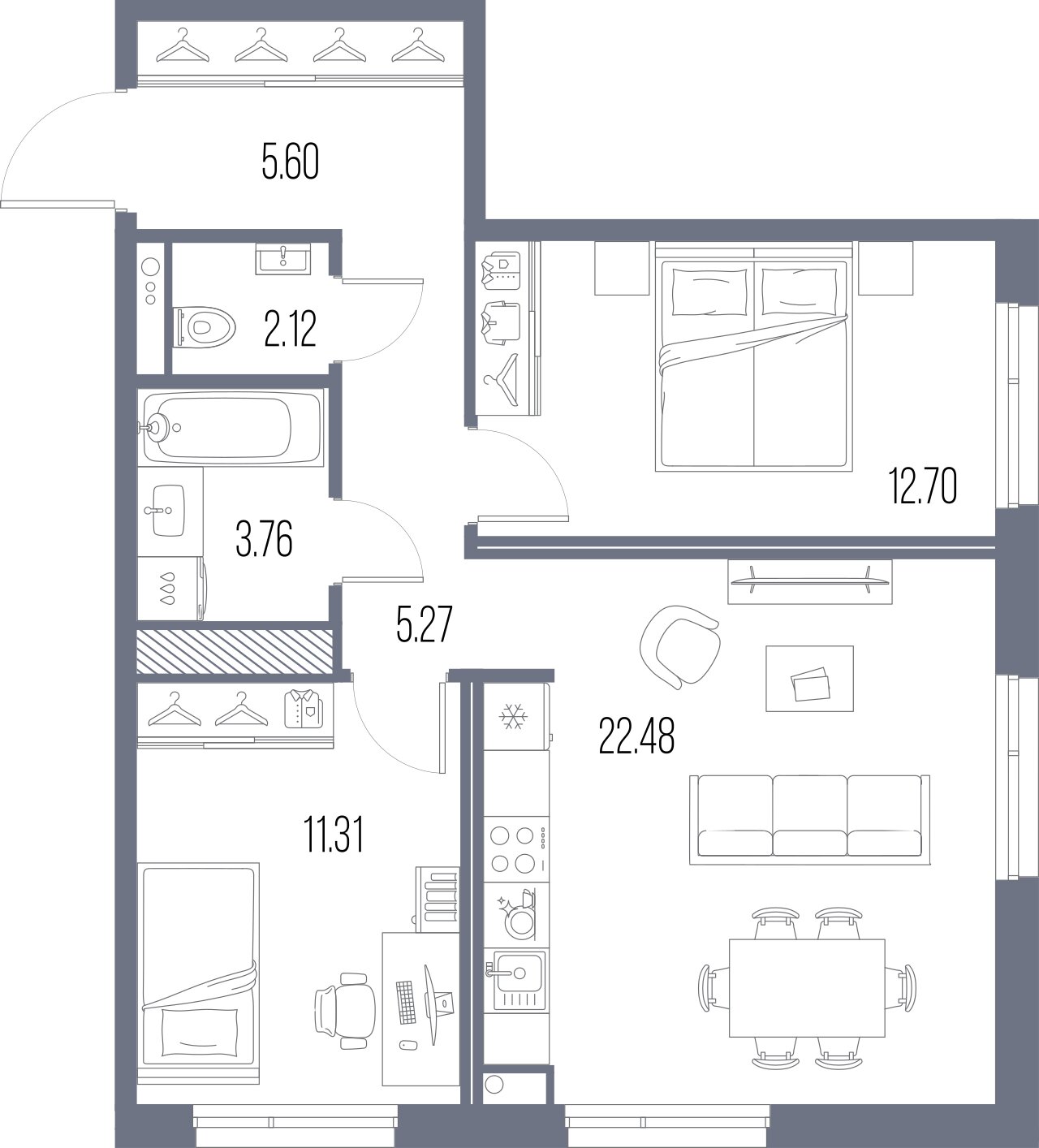 2-комнатная квартира, 63.24 м²; этаж: 2 - купить в Санкт-Петербурге