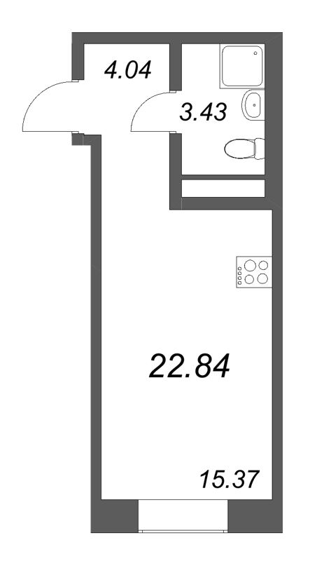 1-комнатная квартира, 22.84 м²; этаж: 6 - купить в Санкт-Петербурге