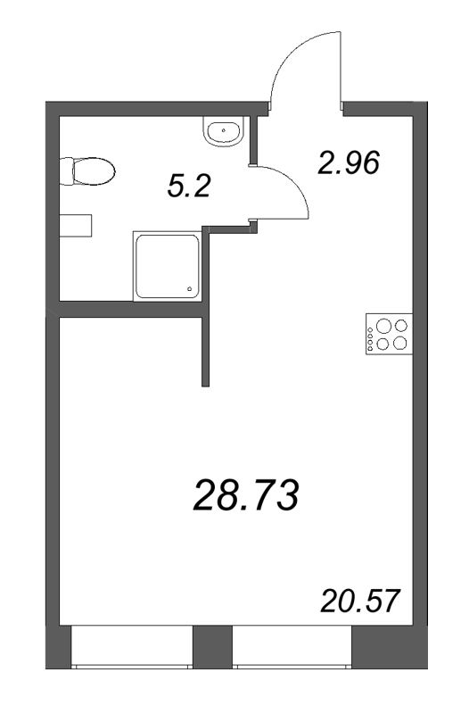 1-комнатная квартира, 28.73 м²; этаж: 2 - купить в Санкт-Петербурге