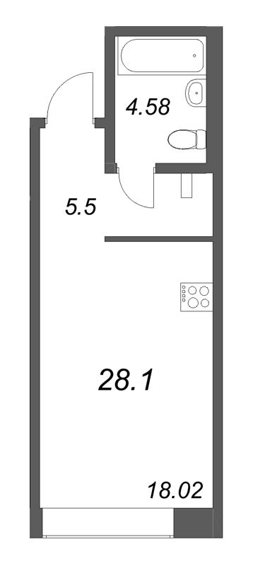1-комнатная квартира, 28.1 м²; этаж: 2 - купить в Санкт-Петербурге