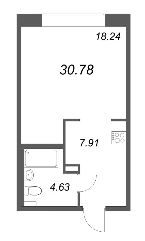 1-комнатная квартира, 30.78 м²; этаж: 2 - купить в Санкт-Петербурге