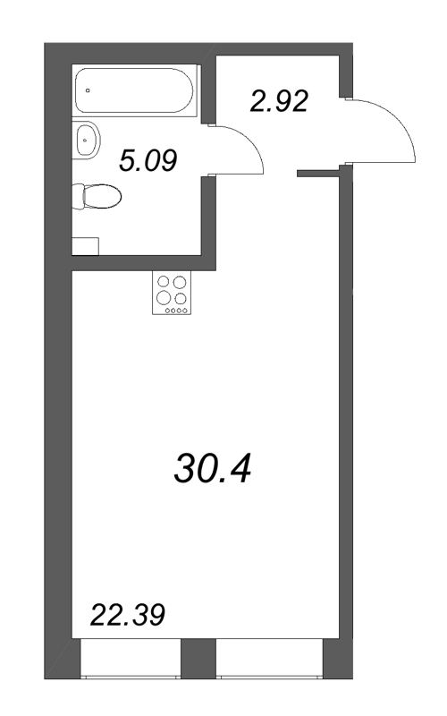 1-комнатная квартира, 30.4 м²; этаж: 2 - купить в Санкт-Петербурге