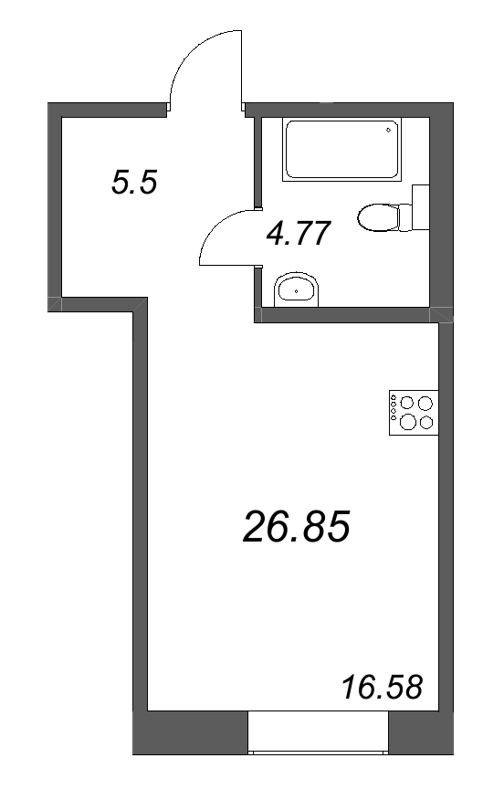 1-комнатная квартира, 26.85 м²; этаж: 2 - купить в Санкт-Петербурге
