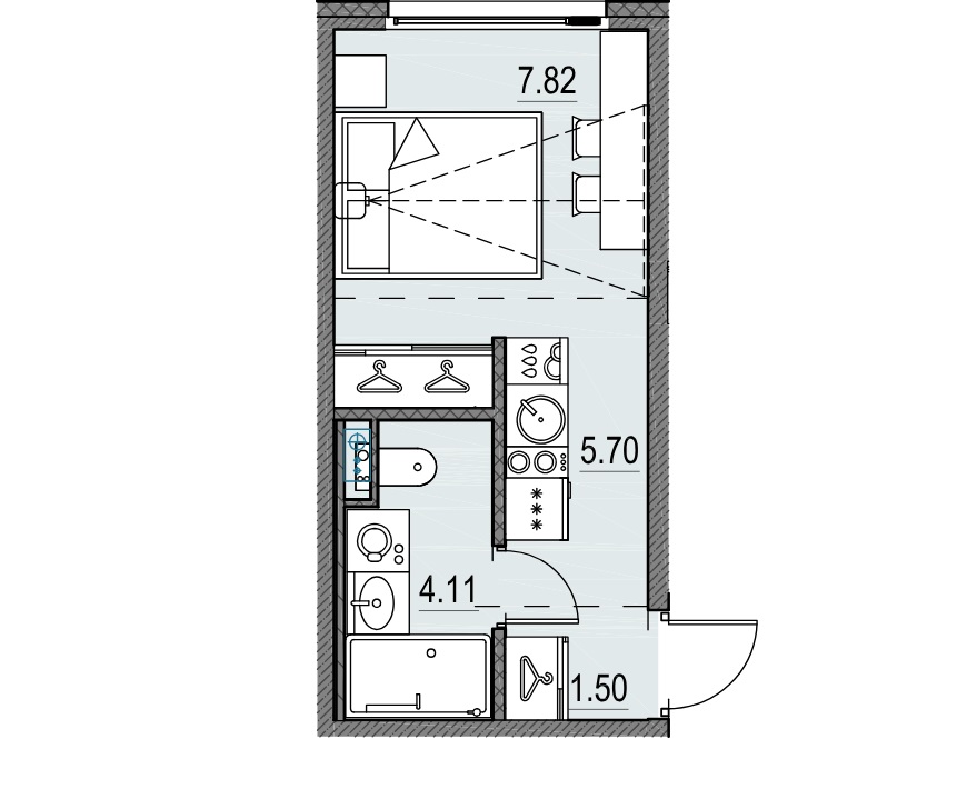 1-комнатная квартира, 19.13 м²; этаж: 3 - купить в Санкт-Петербурге
