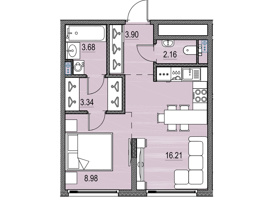 1-комнатная квартира, 38.26 м²; этаж: 3 - купить в Санкт-Петербурге