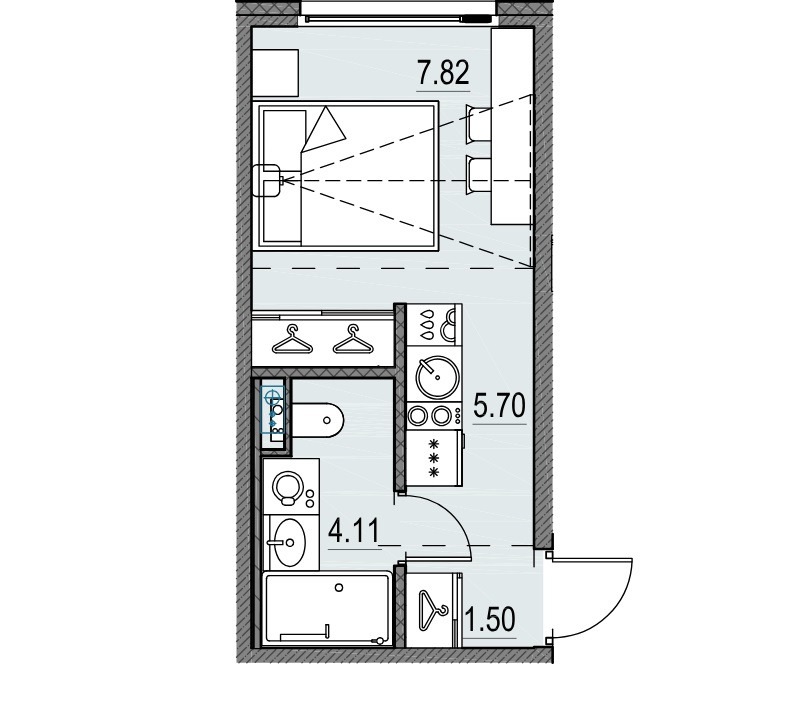 1-комнатная квартира, 19.13 м²; этаж: 13 - купить в Санкт-Петербурге