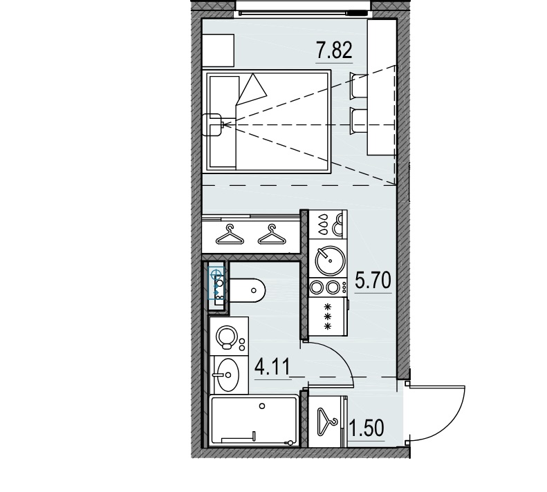 1-комнатная квартира, 19.13 м²; этаж: 11 - купить в Санкт-Петербурге