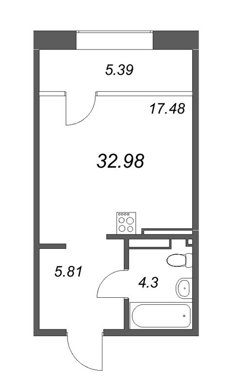 1-комнатная квартира  №556 в 17/33 Петровский остров: 60.98 м², этаж 7 - купить в Санкт-Петербурге