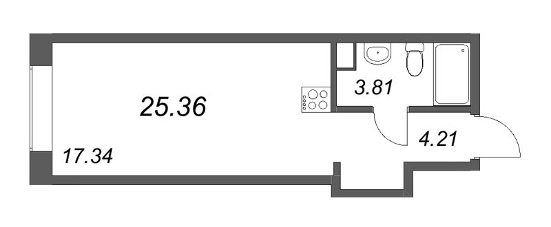 1-комнатная квартира  №80 в 17/33 Петровский остров: 26.16 м², этаж 5 - купить в Санкт-Петербурге