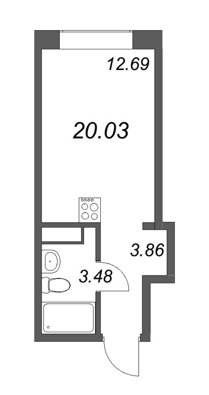1-комнатная квартира  №112 в 17/33 Петровский остров: 20.51 м², этаж 6 - купить в Санкт-Петербурге