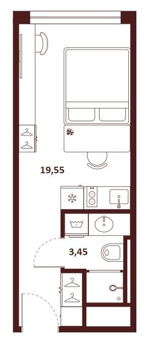 1-комнатная квартира, 23 м²; этаж: 21 - купить в Санкт-Петербурге