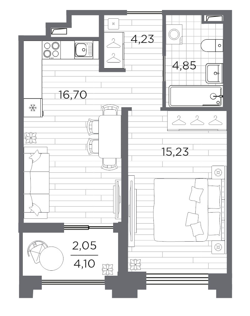 1-комнатная квартира, 43.06 м²; этаж: 1 - купить в Санкт-Петербурге