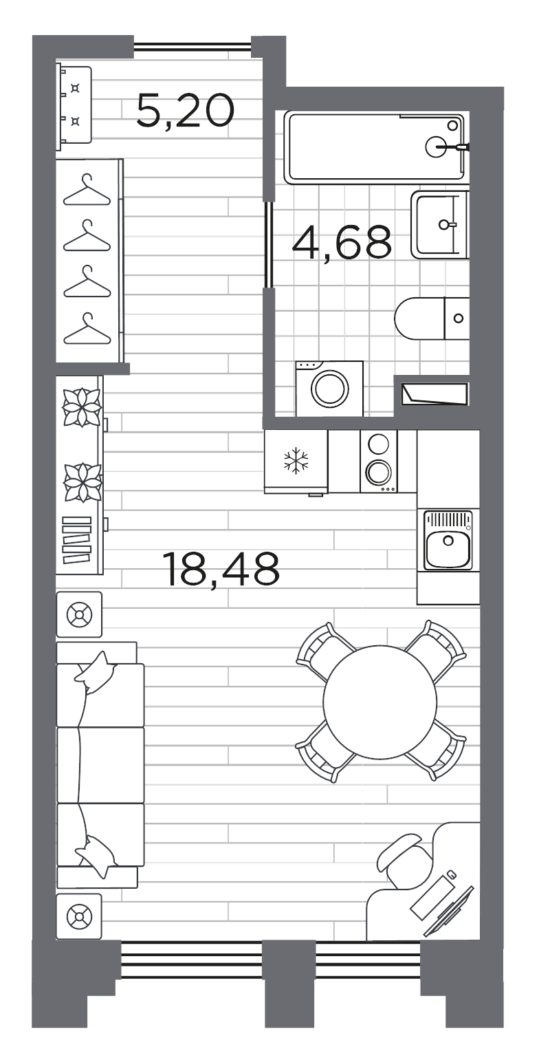 1-комнатная квартира, 28.36 м²; этаж: 1 - купить в Санкт-Петербурге