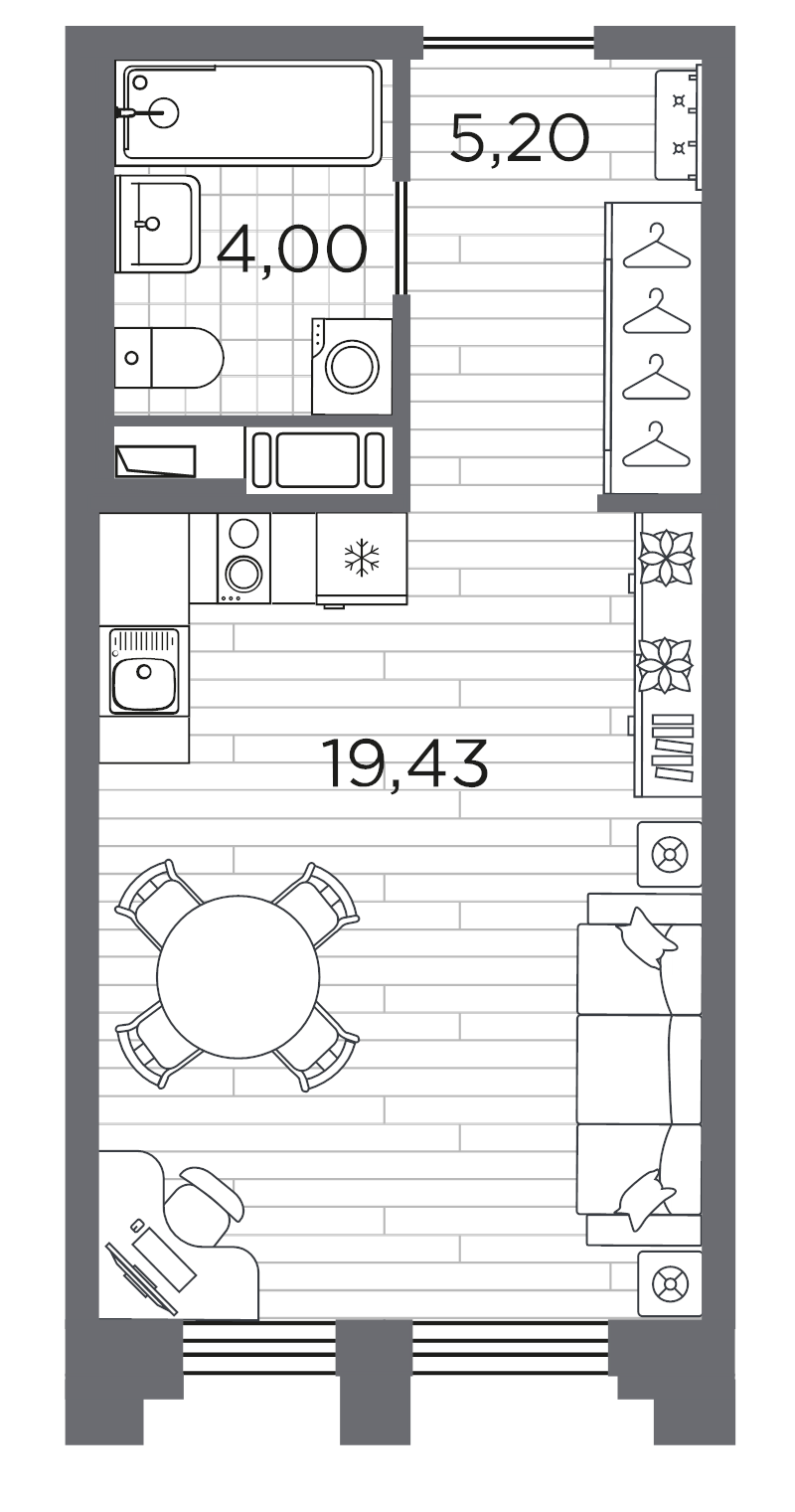 1-комнатная квартира, 28.63 м²; этаж: 2 - купить в Санкт-Петербурге