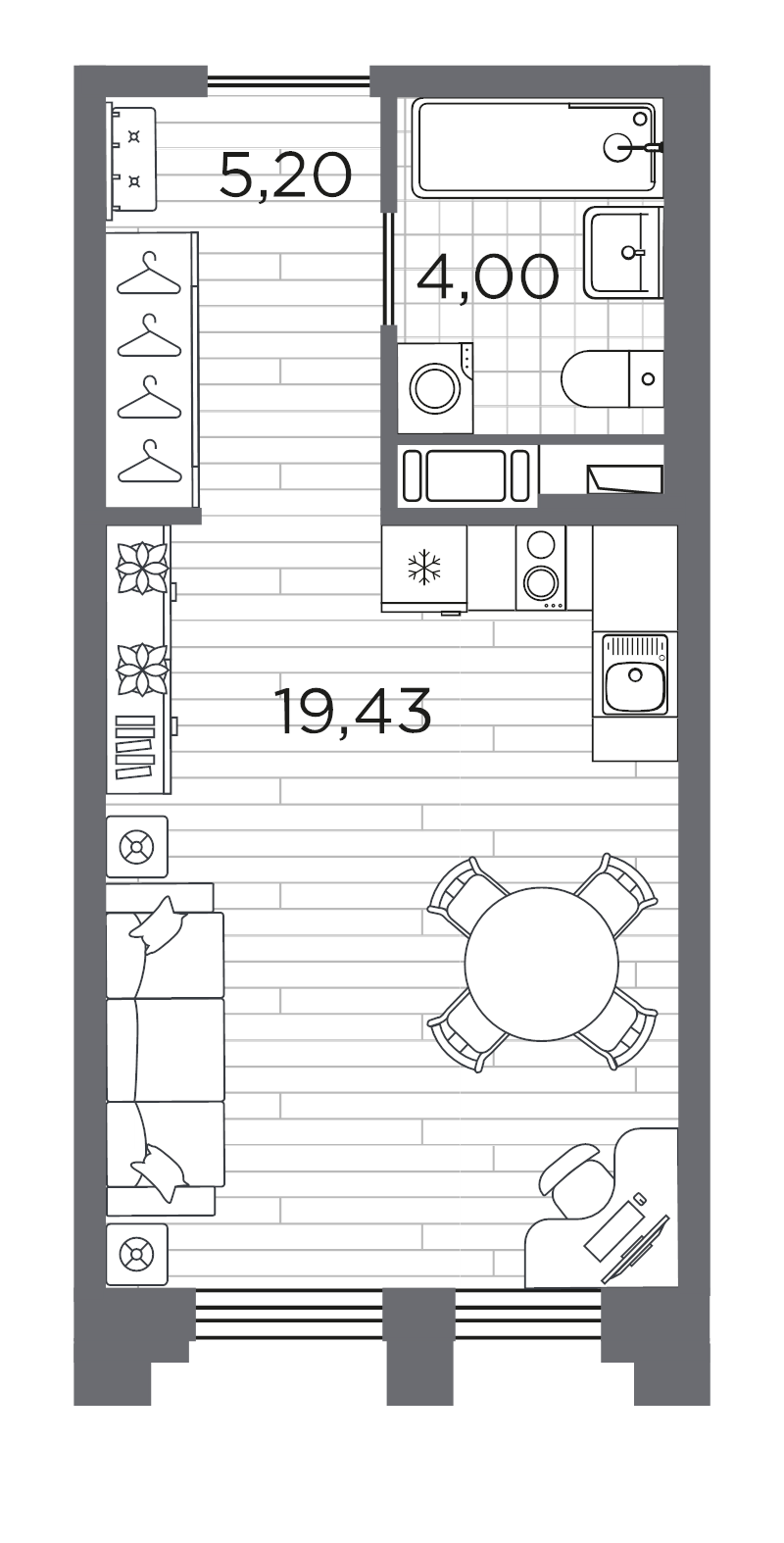 1-комнатная квартира, 28.63 м²; этаж: 2 - купить в Санкт-Петербурге