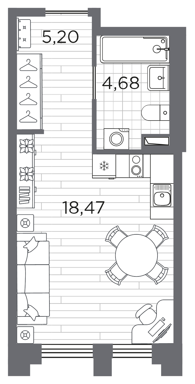 1-комнатная квартира, 28.35 м²; этаж: 1 - купить в Санкт-Петербурге